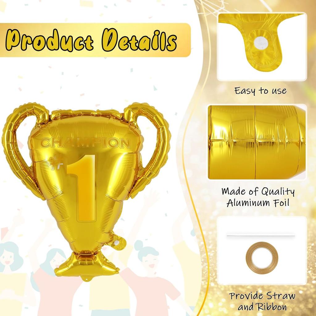 3/4/6pcs 25inch Champion Trophy Foil Aluminum Balloons Football Basketball Birthday Party Sports Competition Themed Decoration