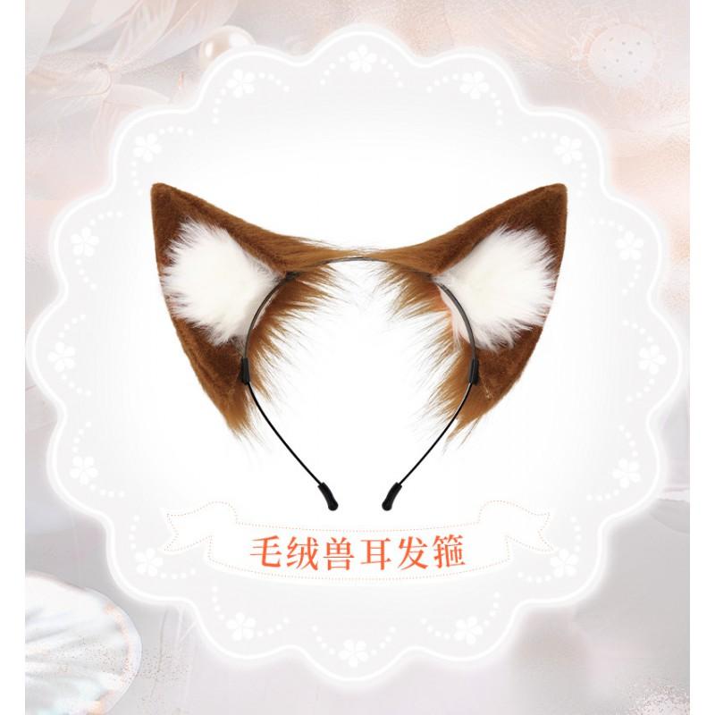 Japanese Style Faux Fox Ears Headband Cosplay Halloween Costume Accessory Adults