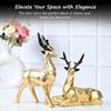 Набор из 2 смоляных скульптур оленей Хиран для домашнего и офисного декора в стиле природы, идеально подходит для любителей природы, прекрасный подарок для друзей и семьи (Золото)