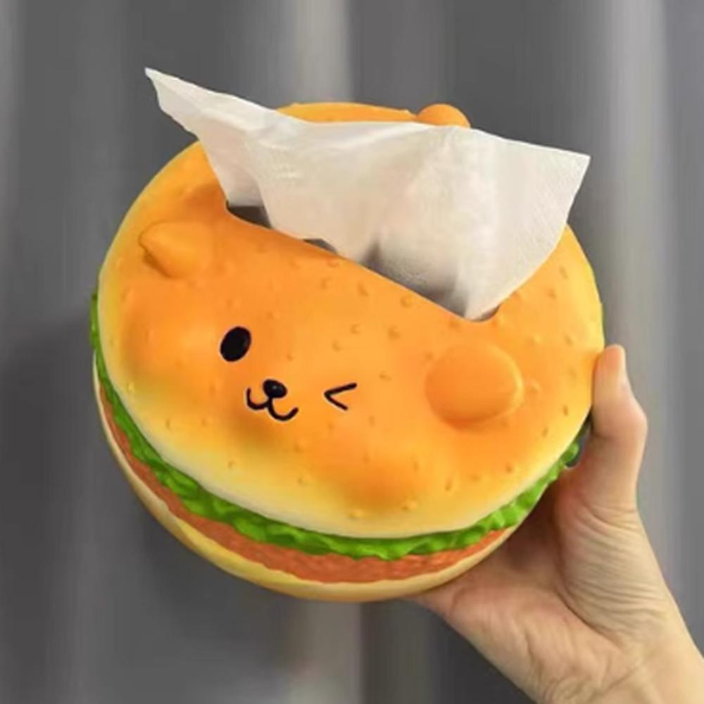 Figure Model Burger Dog Tissue Box Decorative Hamburger Fun Tissue Box  Home Decoration