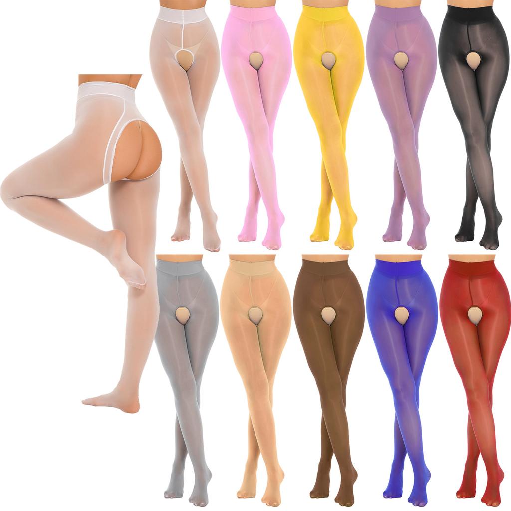 Женские прозрачные колготки с высокой талией, глянцевые колготки, ультратонкие трусики, чулки