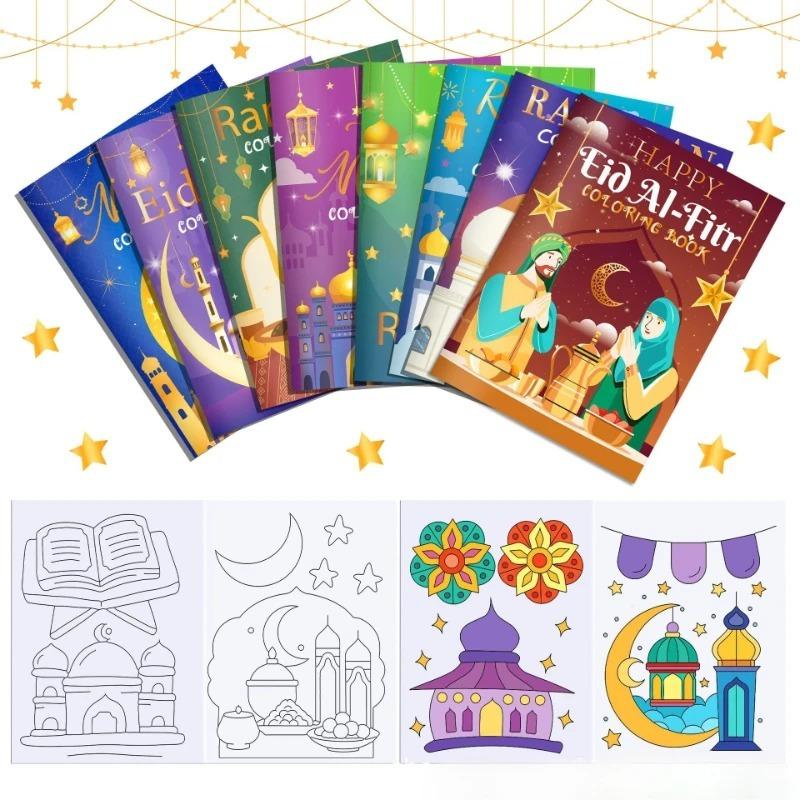 1-4Set Ramadan Coloring Book Gold Moon Fillers DIY Painting Drawing Book for Children Graffiti Book for Party Supplies and Gifts