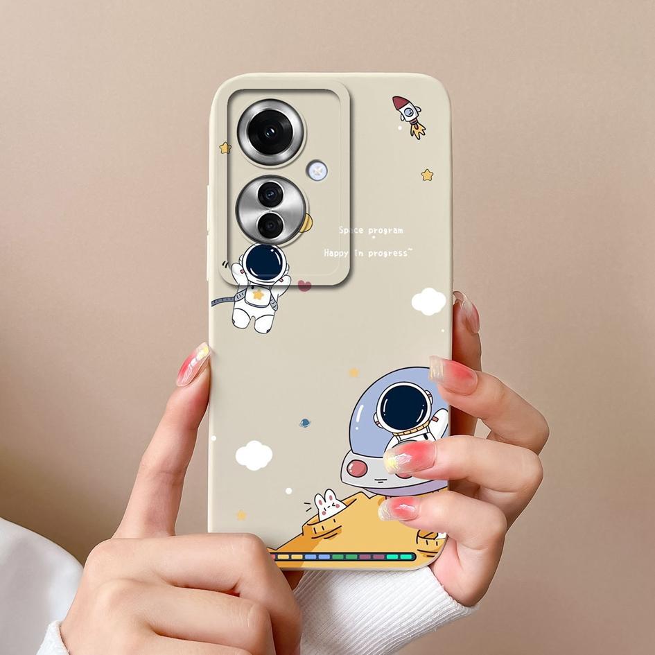 Чехол для OPPO A60 A59 Realme C65 12x Reno11 Pro, чехол для телефона с милым астронавтом-пилотом, противоударный, мягкий жидкий силикон, популярный чехол-бампер для OPPO