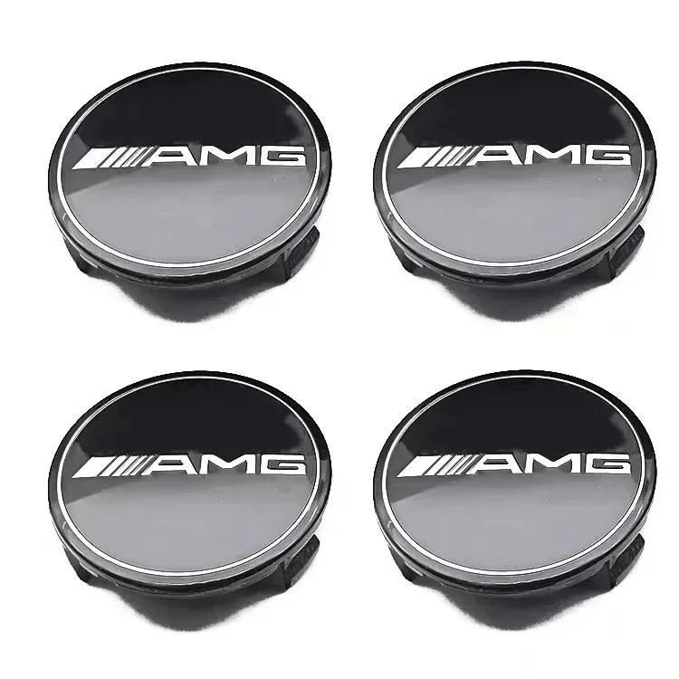 PIG4 4 Pieces/Set 75mm For Mercedes Benz AMG W203 W206 W220 W205 W211 W212 Car Wheel Center Hub Caps Benz Emblem Tire Rim Covers