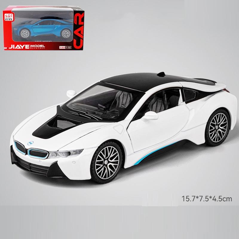 Новый 1: 32 I8 литая модель автомобиля с высокой имитацией, литая игрушка со звуком и светом, инерционные транспортные средства, декоративные игрушки для детей, подарок
