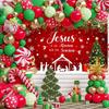 MEHOFOND Jesus is The Reason for The Season Backdrop Banner, Nativity Xmas Tree Snowflake Christmas Party Decorations, W