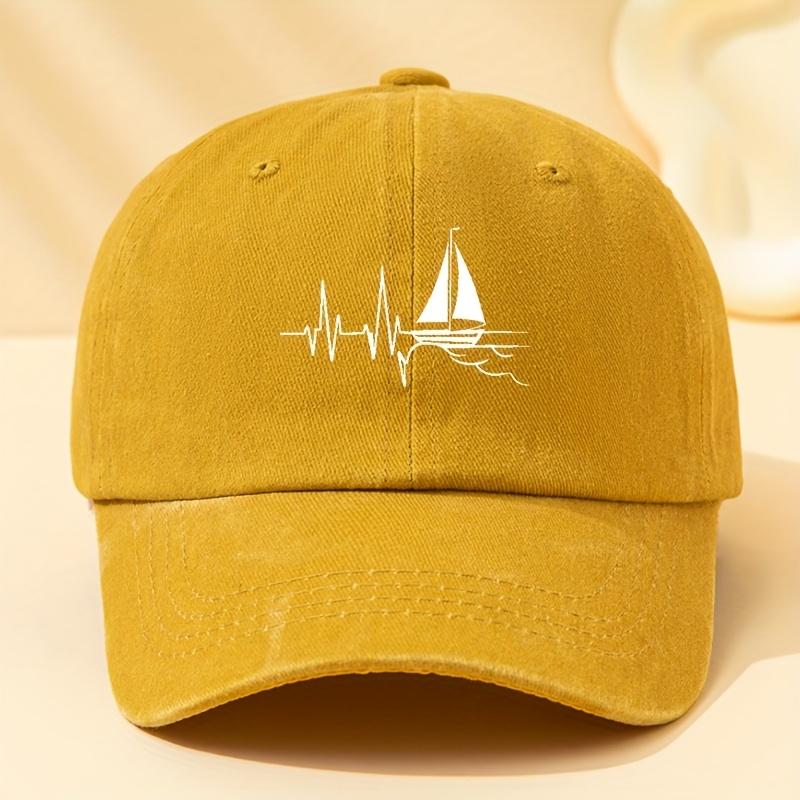 Sailing Print Unisex Washed Baseball Cap Outdoor Vacation Camping Casual Hip Hop Peaked Cap Cycling Cap