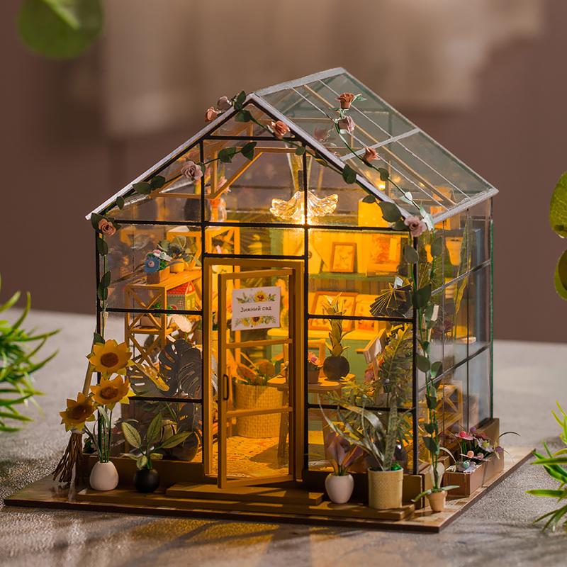 Набор Домик для кукол Мини DIY Цветочный домик Ручная сборка 3D-пазл Строительные игрушки Украшение для дома Спальни С мебелью Кукольные домики