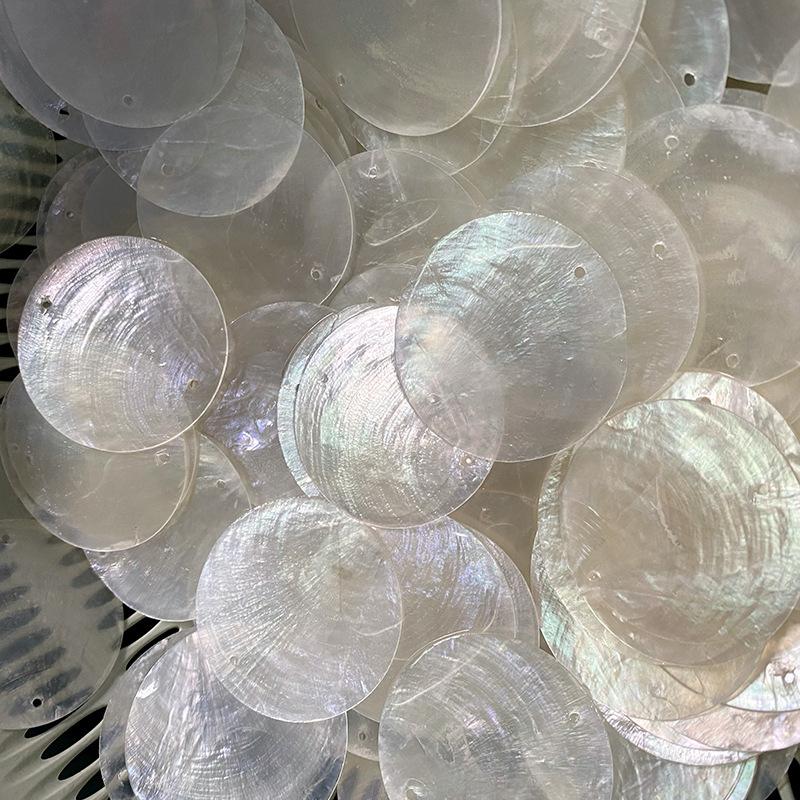 100PCS DIY Lighting Fixture Wind Chime Accessories Semi Transparent Soft Shell Circular Double Hole Mirror Raw Materials 50mm