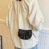 Trendy Mini Half Moon Pu Crossbody Bag With Shiny Sequins For Stylish Women