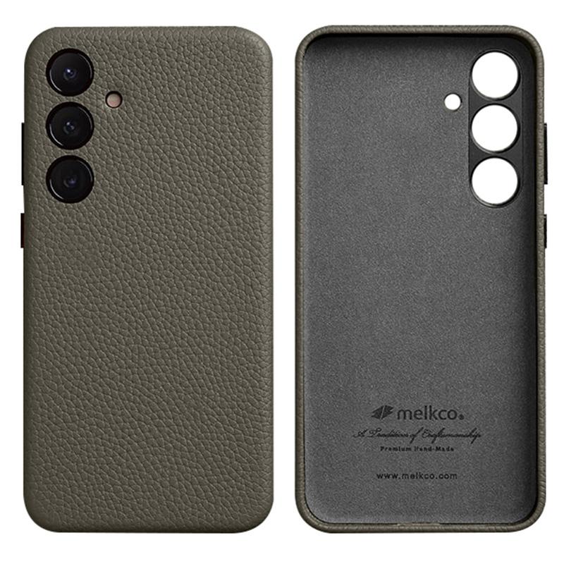 Чехлы для мобильных телефонов MELKCO для Samsung Galaxy S24, устойчивые к царапинам, из натуральной коровьей кожи + чехол из поликарбоната