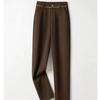 Luxurious Apricot Woolen Trousers for Women: Elegant High Waist, Skinny Cigarette-style Cut, Perfect for Autumn and Spring Seasons