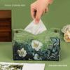 Сумка для салфеток с масляной живописью, водонепроницаемый настольный чехол из искусственной кожи для офиса, автомобильный художественный держатель для салфеток для гостиной, украшение стола, чехол для хранения ключей для дома