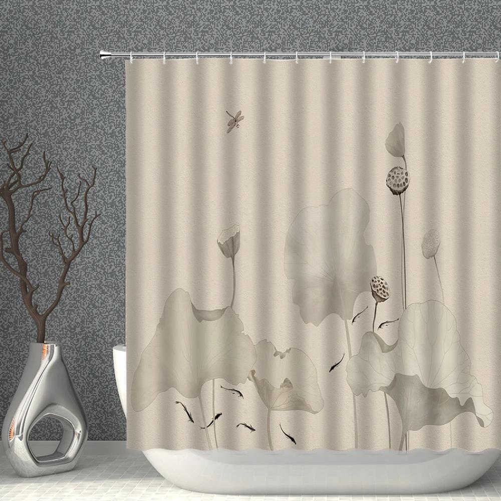 Chinese Style Shower Curtains Waterproof Fabric Flower Bird Eagle Horse Bathroom Curtain With Hooks Bath Screen Home Decoration