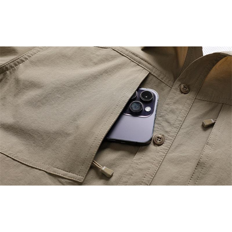 Весенняя быстросохнущая рубашка с длинными рукавами, мужская повседневная рубашка на весну и осень, хлопковая тонкая рубашка с длинными рукавами и карманами