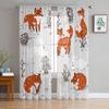 Cute Foxes And Bunny Tulle Curtains For Living Room Bedroom Christmas Chiffon Sheer Voile Kitchen Curtain