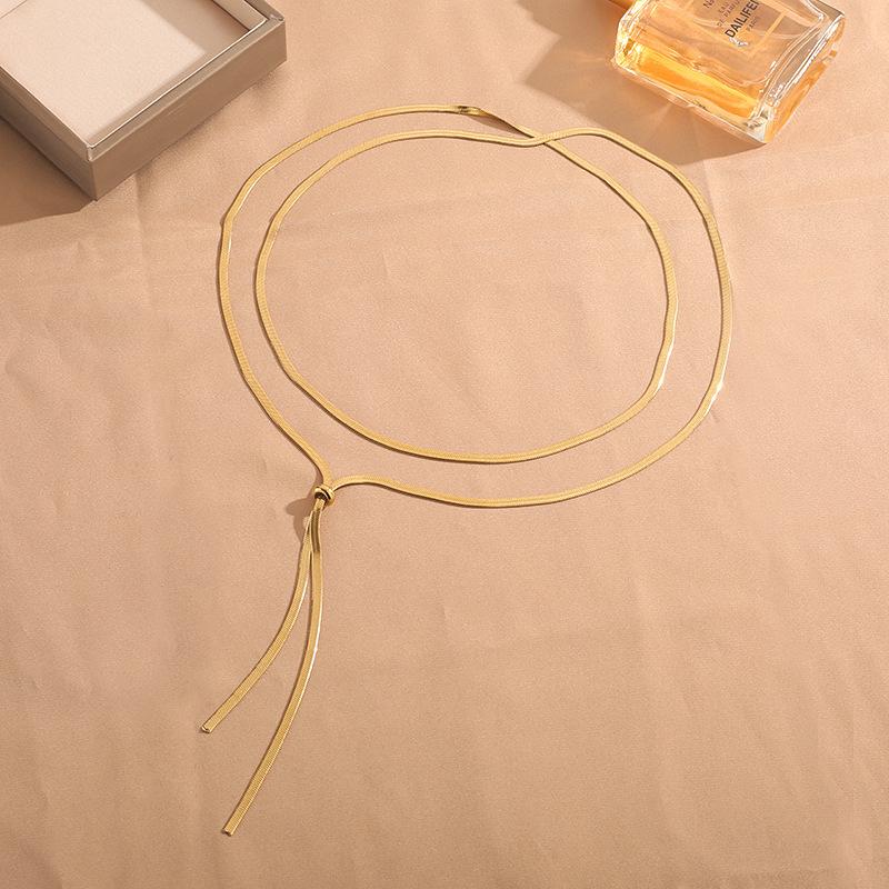 100cm Minimalist Long Tassel Sweater Snake Chain Necklace for Women Stainless Steel Simple Y Necklaces Love Gift for Her