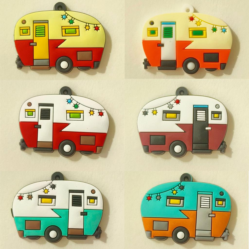 10Pcs Campers Keychain Soft Silicone Motorhome Charm Keyring for Camping Enthusiasts Portable Backpacks Accessory