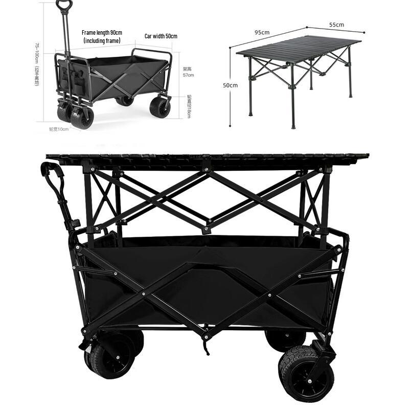 OEING Foldable Mobile Vendor Cart with Table