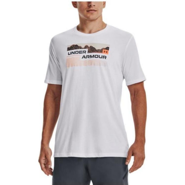 Under Armour Футболка с круглым вырезом и буквенным принтом, спортивная, с коротким рукавом, мужская, белая 1377560-100