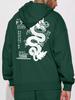 Men's Geometric Dragon Pattern Plush Hoodie Couple Casual Pullover Sweatshirt