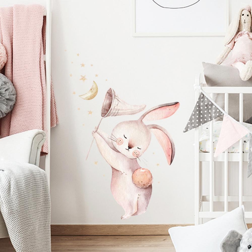 Wall Sticker Wall Decals Nursery Kids Room Cartoon Bunny Moon Star