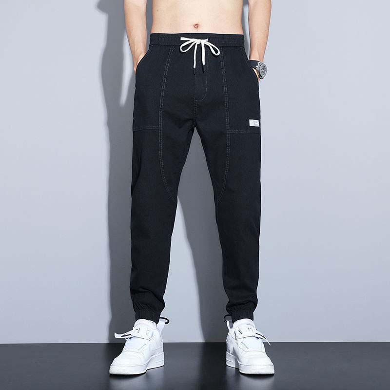 Мужские джинсы летние тонкие эластичные свободные свободные универсальные эластичные брюки-корсет на талии