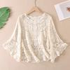 2025 Новая летняя базовая рубашка женская кружевная блузка короткие топы футболки повседневные свободные белые короткие футболки