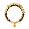 Putuo Mountain Cultural and Creative Collection: Natural Yellow Crystal Bracelet with Real Tiger Eye Stone, Double Circle Crystal Bracelet for Women