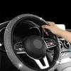 14.5-15 Inch Rhinestones Steering Wheel Cover with Crystal Diamond Sparkling Breathable Anti-Slip Auto Inter Parts Accessories