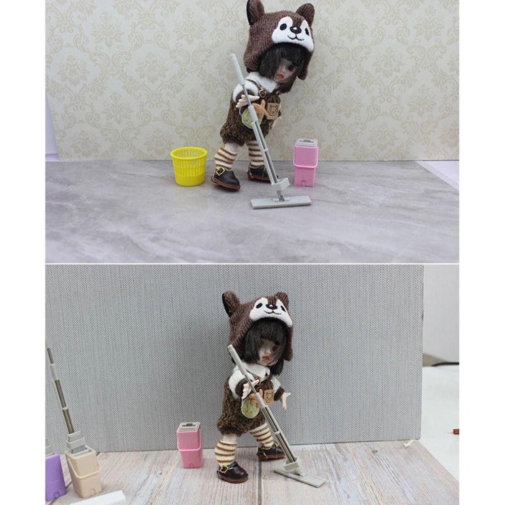 Декор сцены Миниатюрная швабра для уборки Игра понарошку Кукла Плоская швабра Кукольный домик Веник Швабра Детская игрушка