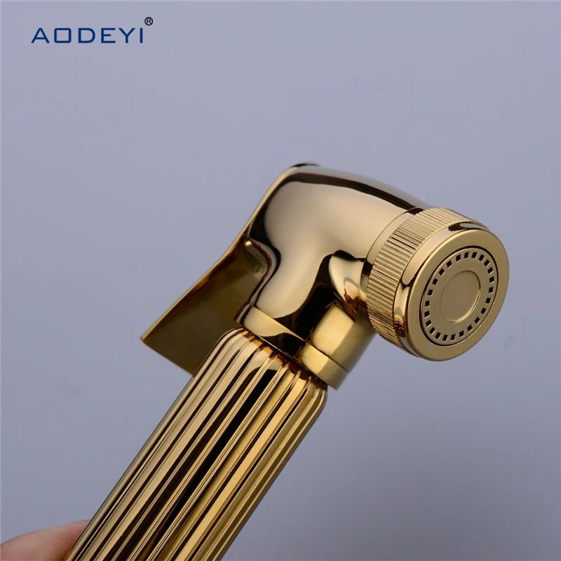 Solid Brass Toilet Handheld Bidet Spray Shower Sprayer Set With Hot and Cold Mixer Valve Chrome & Gold