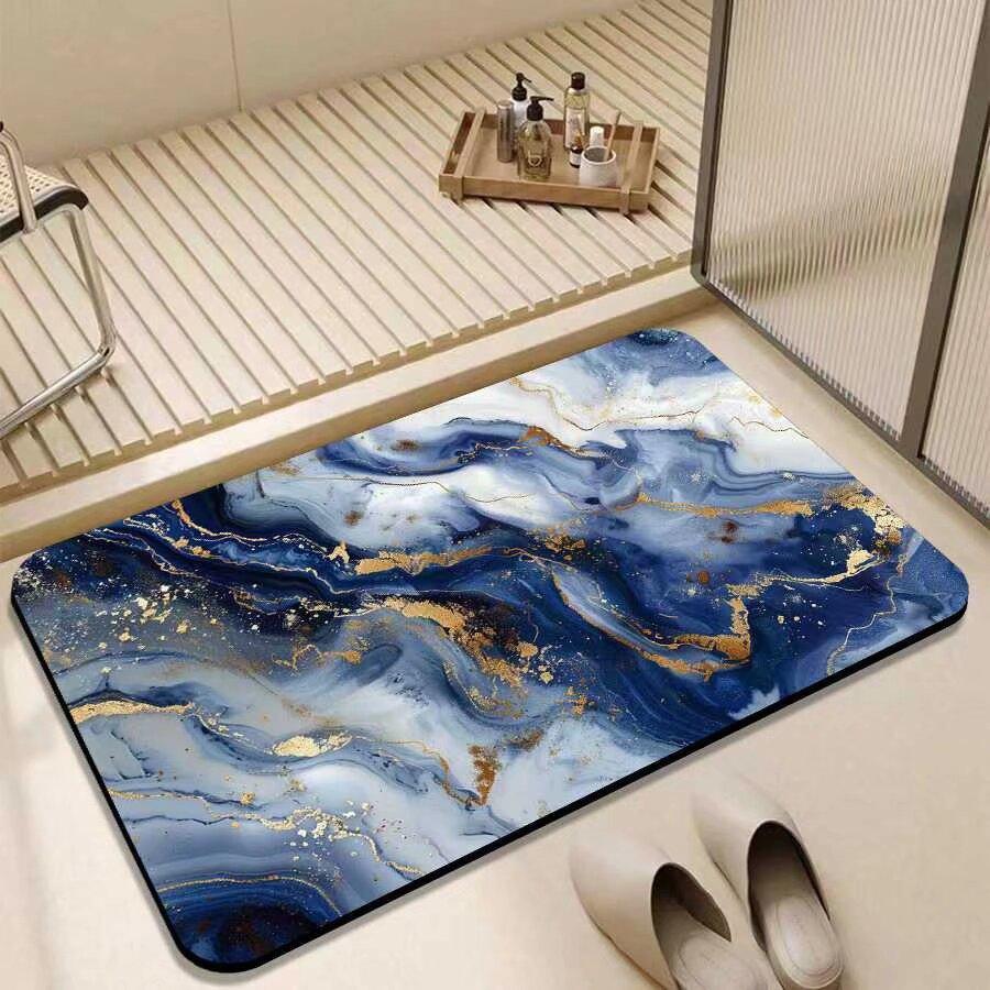 Marble Bathroom Floor Mat Decorative Absorbent Mat Decorative Diatom Mud Floor Mat Absorbent Floor Mat Toilet Floor Mat