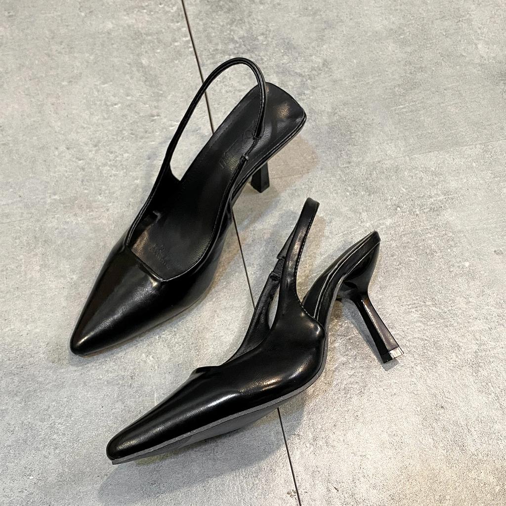 Мода 2024 Весна Новый Бренд Женские Туфли Слингбэк Модные леопардовые туфли на высоком каблуке Элегантные сандалии с острым носком без застежек Мюли