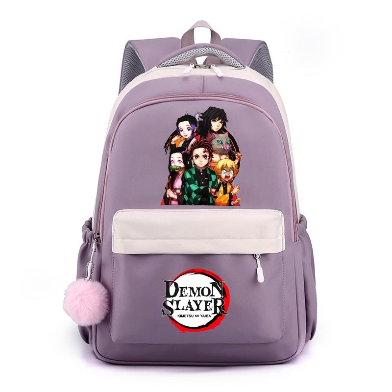 Аниме Demon Slayer, нейлоновый милый мягкий рюкзак, повседневная сумка для книг, школьная сумка для девочек, мальчиков, мужчин и женщин, дорожная сумка для отдыха Mochila