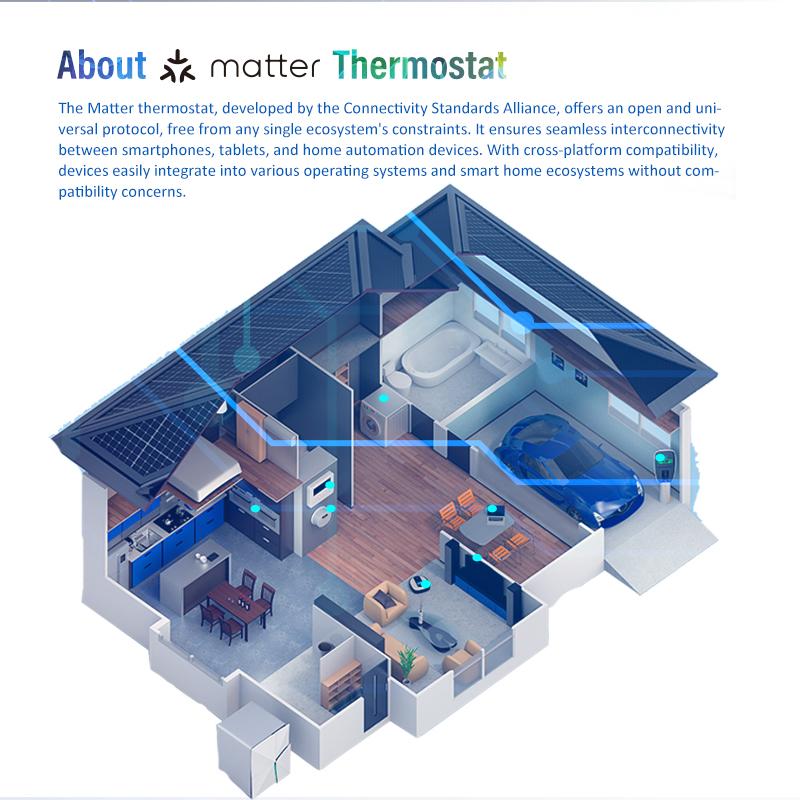 Matter Warm Floor Room Heating Thermostat Temperature Controller Water/Electric/Gas Boiler Tuya Smart Life Alexa Home Homekit