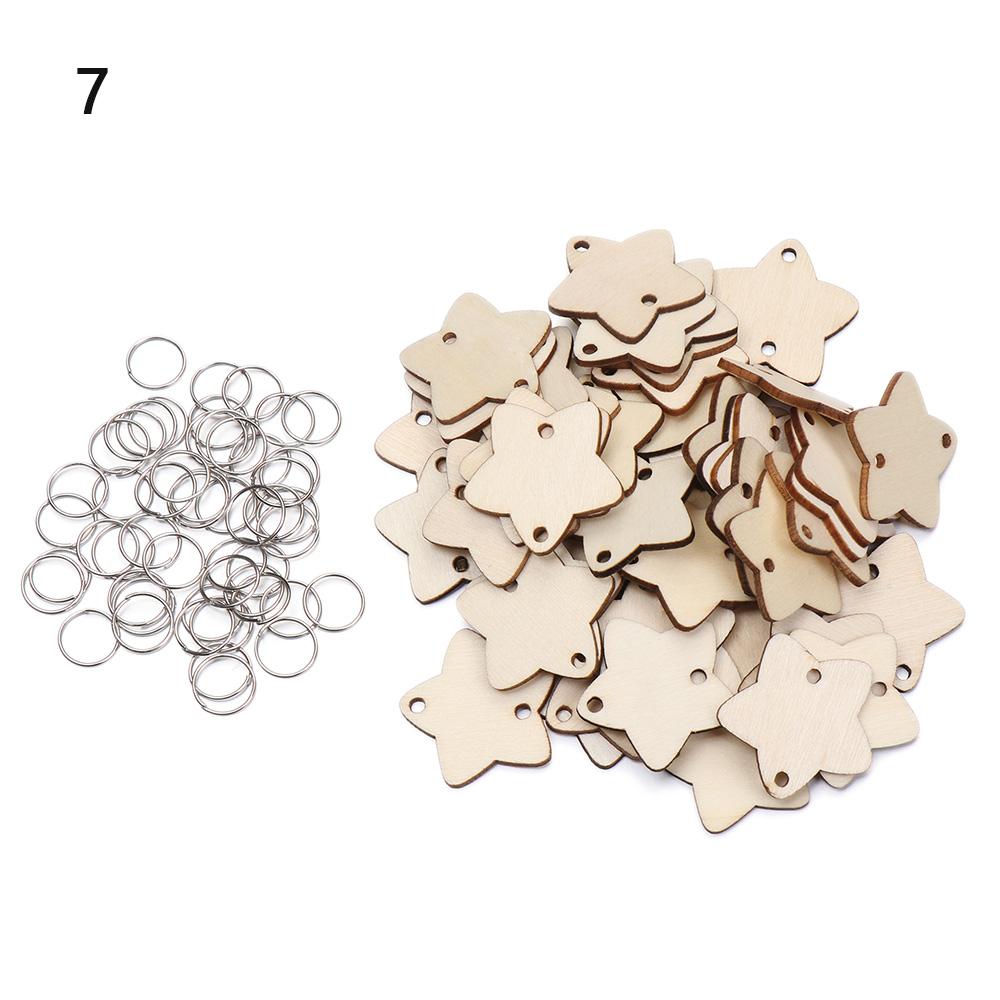 Holes Ring Clips Embellishments Wood Slices Wooden Circle Discs Tags Plaque Board Hanging Label
