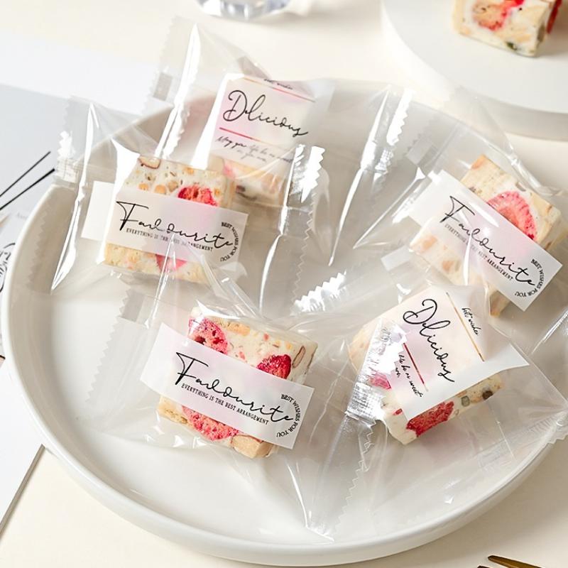 100 Pcs Snowflake Crisp Packaging Flower Tea Biscuits Nougat Machine Sealed Transparent Bags Gift Packing Machine Sealing Bags