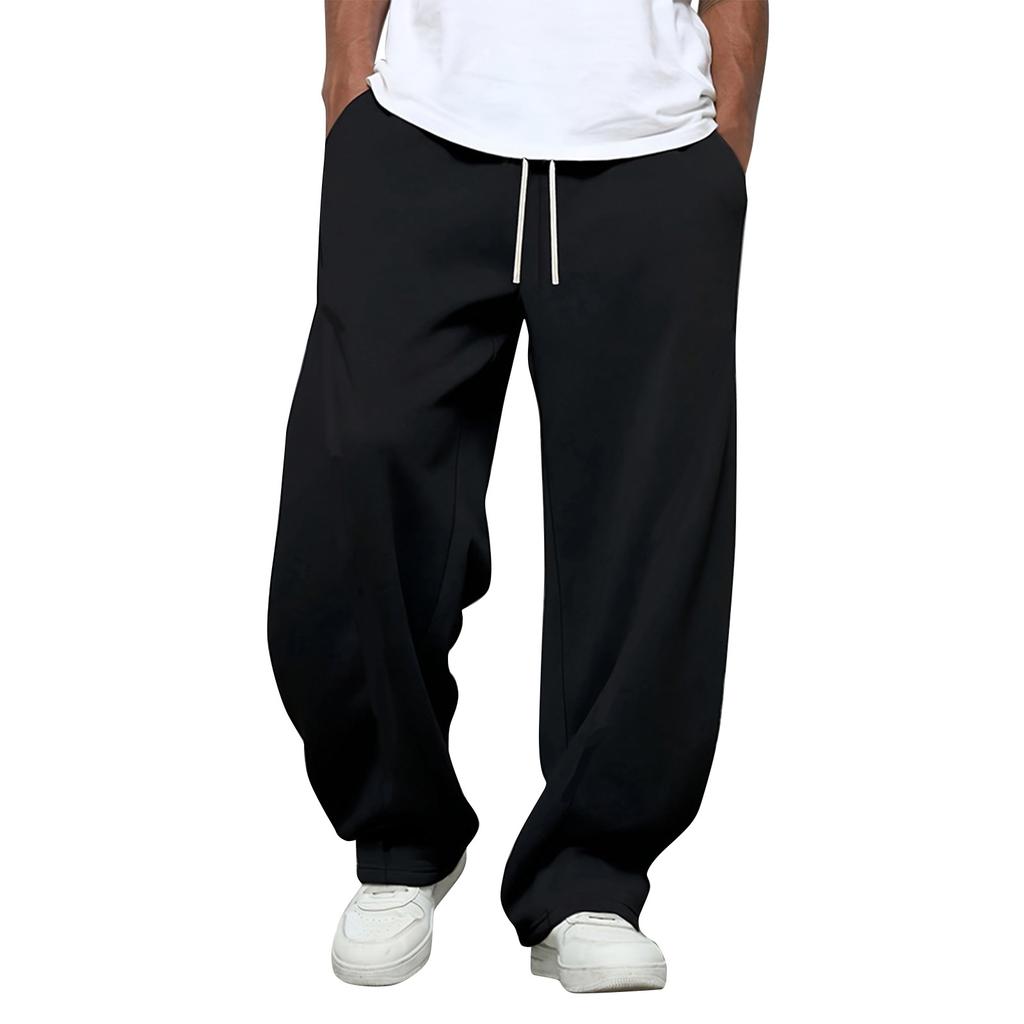 Men's Solid Color Loose Wide Leg Sweatpants Men's Casual Fashion Sweatpants