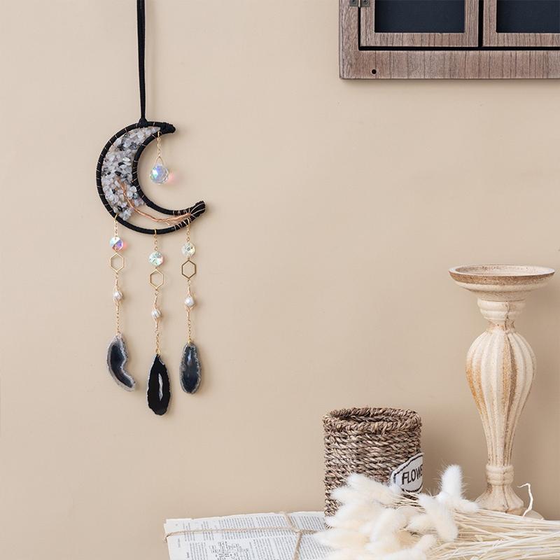 Хрустальные лунные ветряные колокольчики Черные ловцы солнца Навесные украшения на окно Ручная работа Подвески в машину Декор для дома Для девочек Праздничные подарки на день рождения