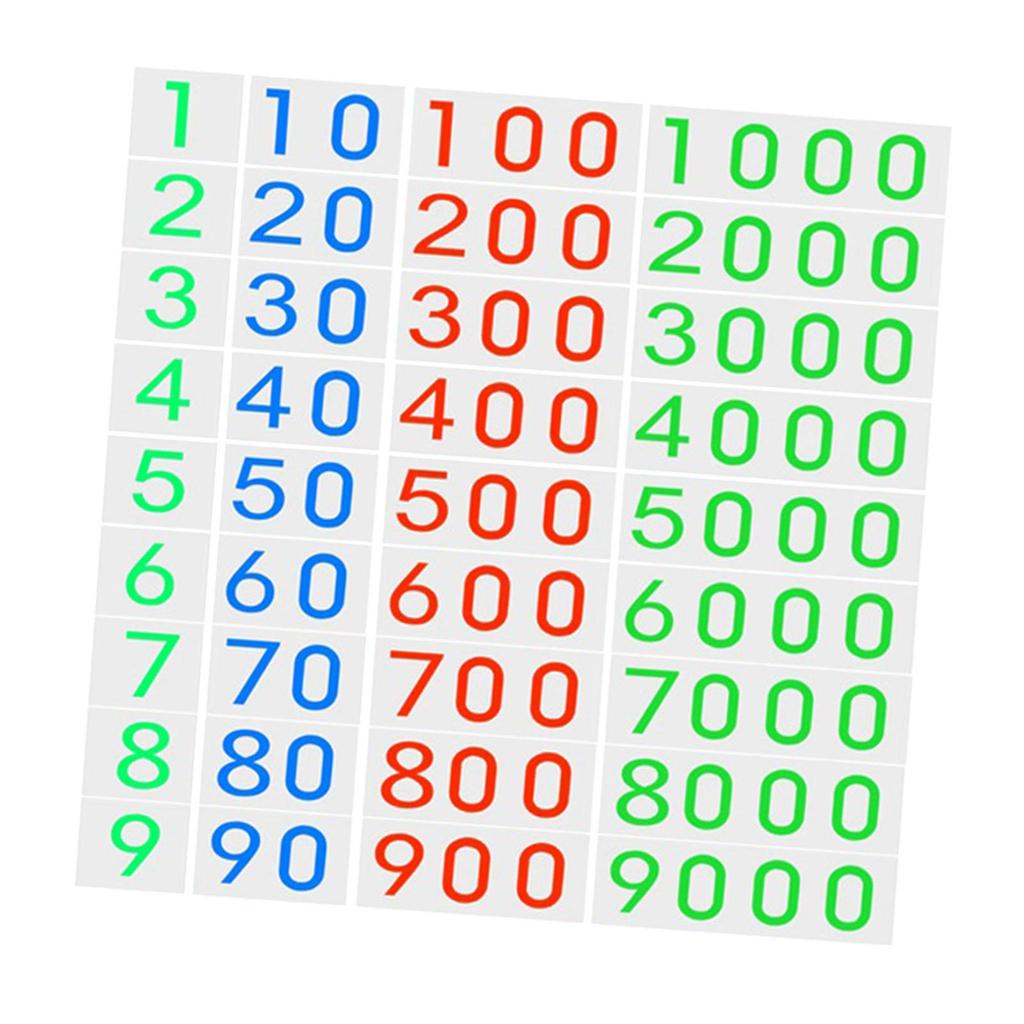Montessori Number Cards Math Materials Early Development Toy 1-9000 Mathematics for