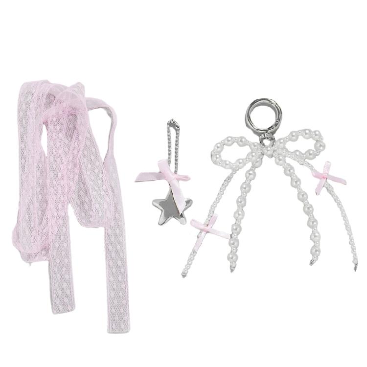 3 шт. Имитация жемчуга Бантик Сердце Звезда Брелок Брелок Изысканный Брелок Ручной работы Автомобильный Ключ Украшение для Женщин