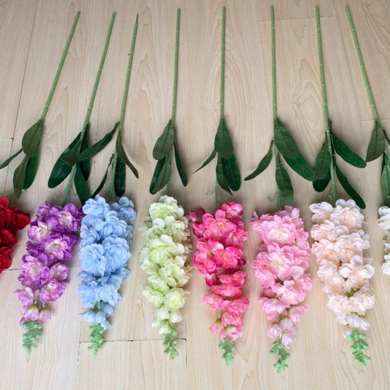 Faux Larkspur Pick Realistic Artificial Larkspur Blooms with Leaves Fake Larkspur Sprig for Home