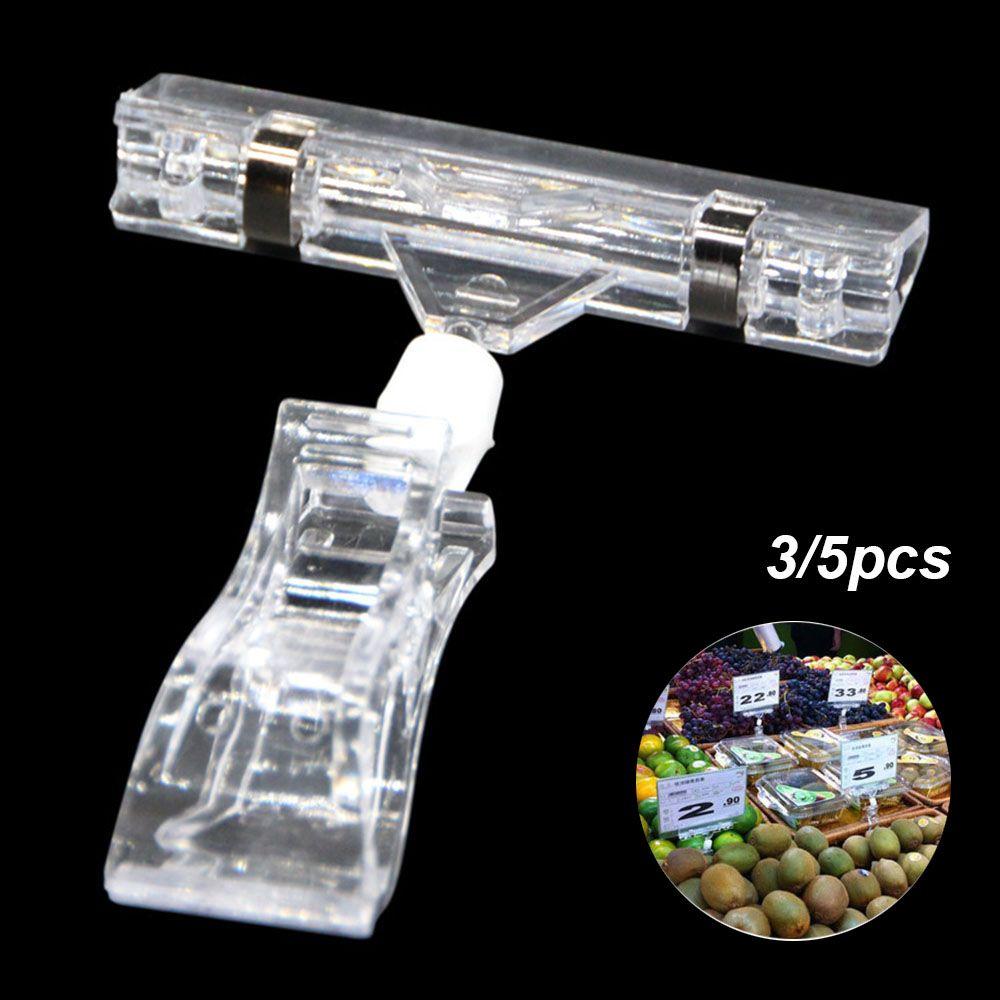 3/5pcs New Shelf Clamp Plastic Price Label Tag Sign Display Holders POP Advertising Clips