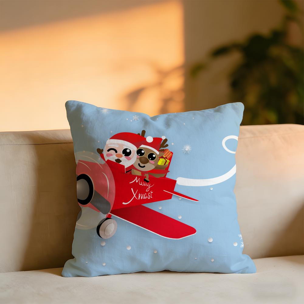 Cute Christmas Cushion Cover Cozy Velvet Throw PillowSoft Warm Cushion For Sofa Bed
