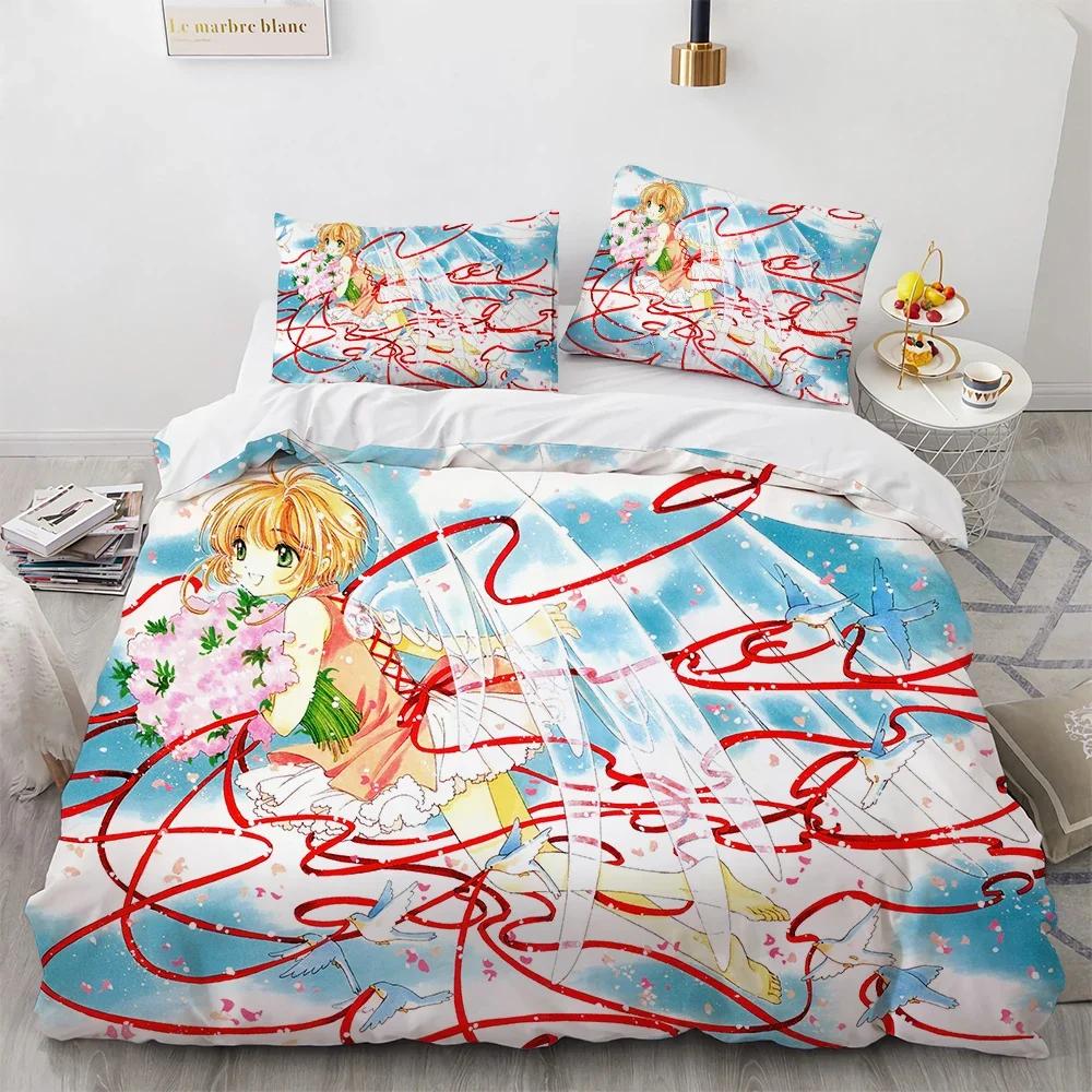 3D Печать Cardcaptor Sakura Уютное Постельное Белье Пододеяльник Наволочка Комплект Постельного Белья Украшение Детской Комнаты Домашний Текстиль