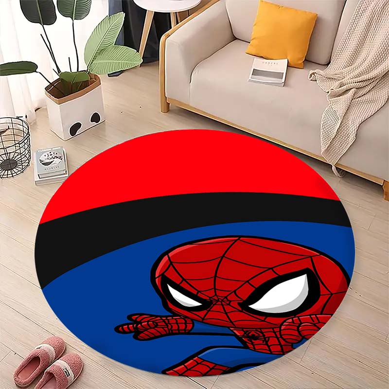 Cool Spider-Man cartoon print round carpet, bedroom, living room and office rotating chair carpet, home decoration