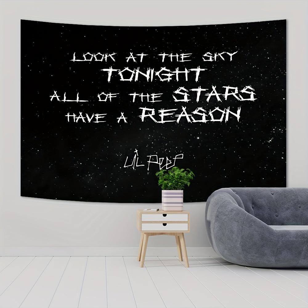 VIKAMA Lil Peep Starry Sky Quotes Tapestry StarStudded Trendy Living Room Backdrop Musician Studio Subculture Theme Decor