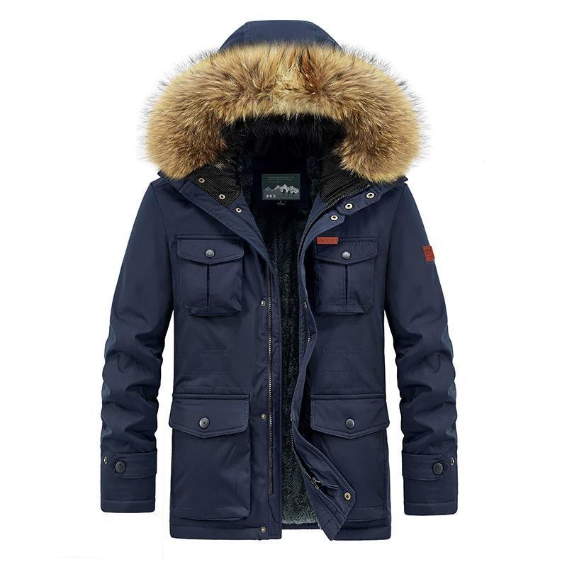 Men's Autumn and Winter Old Cotton-padded Jacket Men's Padded Wool Collar Winter Graphene Cotton-padded Clothes