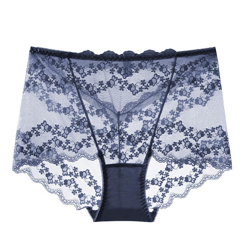 Women's Panties Sexy Lace Flower Embroidery Underwear High Waist Breathable Underpants Plus Size Comfort Intimates Lingerie